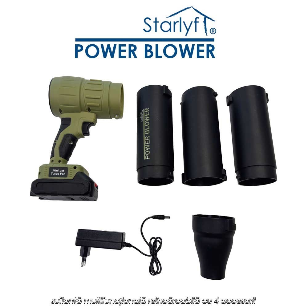Starlyf Power Blower - suflantă multifuncțională reîncărcabilă cu 4 accesorii