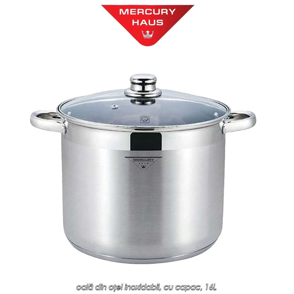 Mercury Haus MC7034 - oală din oțel inoxidabil, cu capac, 16L
