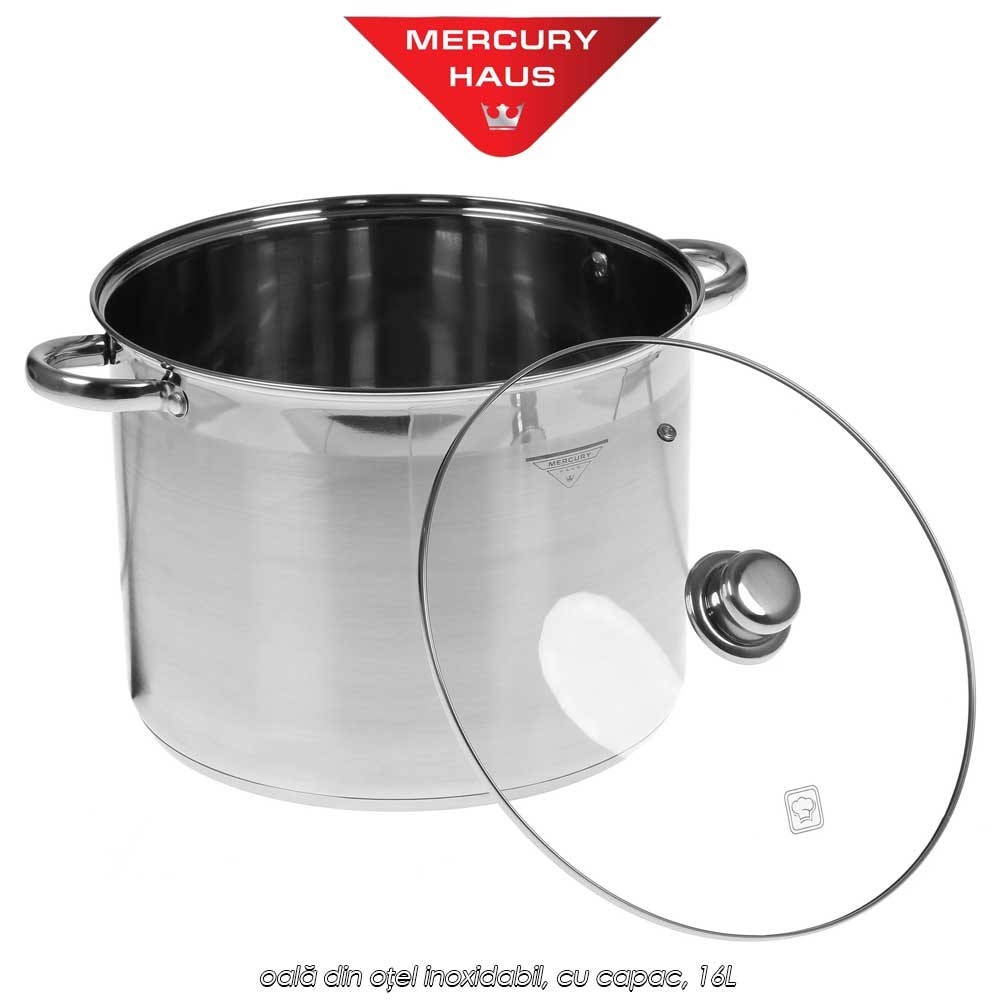 Mercury Haus MC7034 - oală din oțel inoxidabil, cu capac, 16L