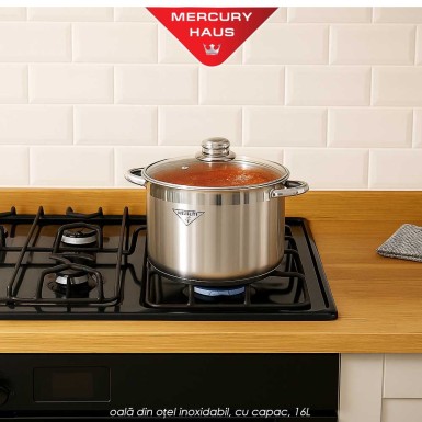 Mercury Haus MC7034 - oală din oțel inoxidabil, cu capac, 16L Mercury Haus MC7034 - oală din oțel inoxidabil, cu capac, 16L