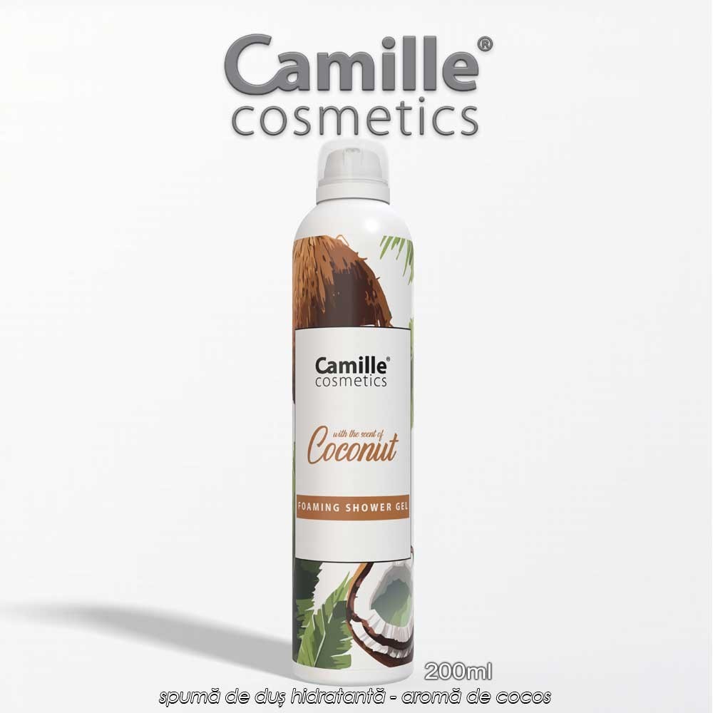 Camille Foaming Shower Gel - spumă de duș hidratantă,- aromă de cocos, 200ml