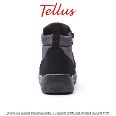 Tellus M3459G - ghete de damă impermeabile, cu blană artificială și talpă ușoară PVC, gri Tellus M3459G - ghete de damă impermeabile, cu blană artificială și talpă ușoară PVC, gri