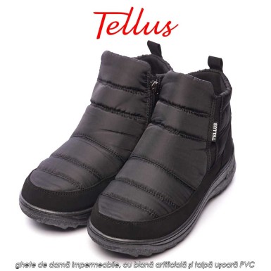 Tellus M3459N - ghete de damă impermeabile, cu blană artificială și talpă ușoară PVC, negru Tellus M3459N - ghete de damă impermeabile, cu blană artificială și talpă ușoară PVC, negru