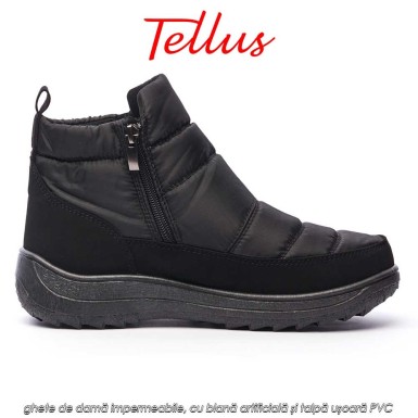 Tellus M3459N - ghete de damă impermeabile, cu blană artificială și talpă ușoară PVC, negru Tellus M3459N - ghete de damă impermeabile, cu blană artificială și talpă ușoară PVC, negru