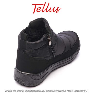 Tellus M3459N - ghete de damă impermeabile, cu blană artificială și talpă ușoară PVC, negru Tellus M3459N - ghete de damă impermeabile, cu blană artificială și talpă ușoară PVC, negru