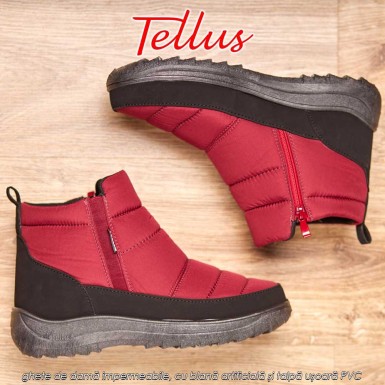 Tellus M3459B - ghete de damă impermeabile, cu blană artificială și talpă ușoară PVC, bordo Tellus M3459B - ghete de damă impermeabile, cu blană artificială și talpă ușoară PVC, bordo