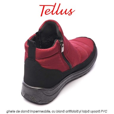 Tellus M3459B - ghete de damă impermeabile, cu blană artificială și talpă ușoară PVC, bordo Tellus M3459B - ghete de damă impermeabile, cu blană artificială și talpă ușoară PVC, bordo