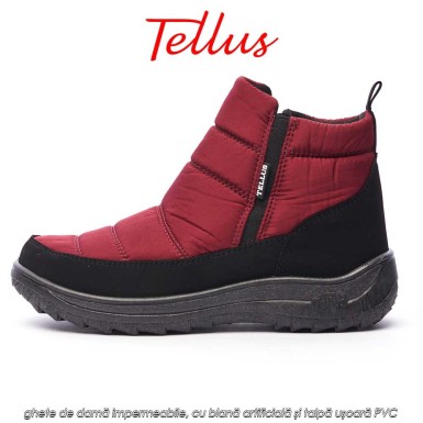 Tellus M3459B - ghete de damă impermeabile, cu blană artificială și talpă ușoară PVC, bordo Tellus M3459B - ghete de damă impermeabile, cu blană artificială și talpă ușoară PVC, bordo