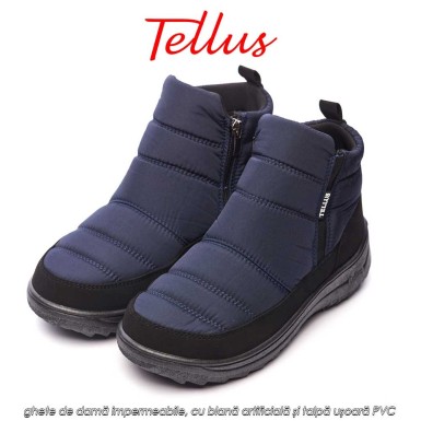 Tellus M3459A - ghete de damă impermeabile, cu blană artificială și talpă ușoară PVC, albastru Tellus M3459A - ghete de damă impermeabile, cu blană artificială și talpă ușoară PVC, albastru