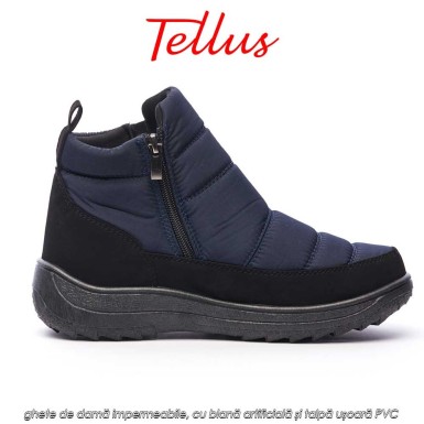 Tellus M3459A - ghete de damă impermeabile, cu blană artificială și talpă ușoară PVC, albastru Tellus M3459A - ghete de damă impermeabile, cu blană artificială și talpă ușoară PVC, albastru
