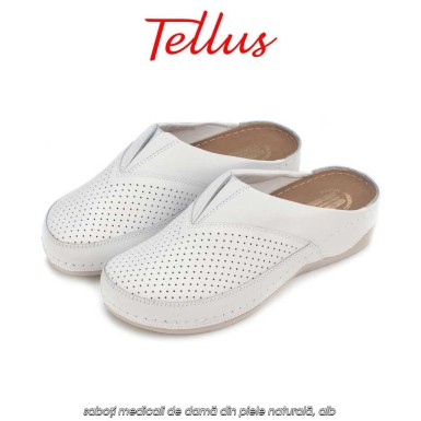 Tellus M2506W - saboți medicali de damă din piele naturală, alb Tellus M2506W - saboți medicali de damă din piele naturală, alb