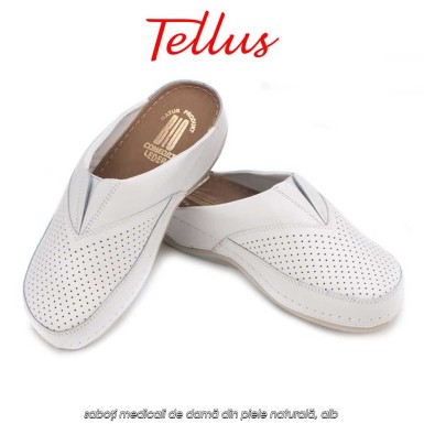 Tellus M2506W - saboți medicali de damă din piele naturală, alb Tellus M2506W - saboți medicali de damă din piele naturală, alb