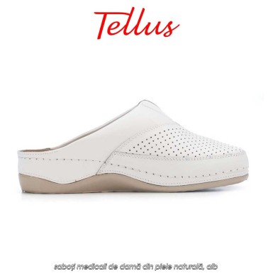 Tellus M2506W - saboți medicali de damă din piele naturală, alb Tellus M2506W - saboți medicali de damă din piele naturală, alb