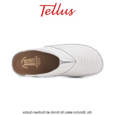 Tellus M2506W - saboți medicali de damă din piele naturală, alb Tellus M2506W - saboți medicali de damă din piele naturală, alb