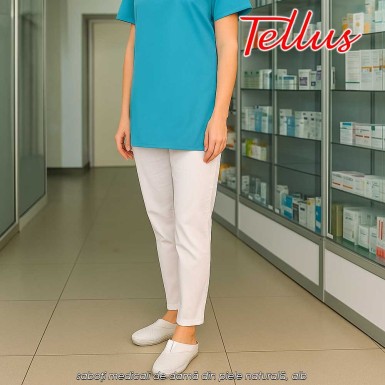Tellus M2506W - saboți medicali de damă din piele naturală, alb Tellus M2506W - saboți medicali de damă din piele naturală, alb