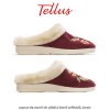 Tellus Pâslari M6084R - papuci de damă din pâslă și blană artificială, bordo