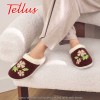 Tellus Pâslari M6084R - papuci de damă din pâslă și blană artificială, bordo
