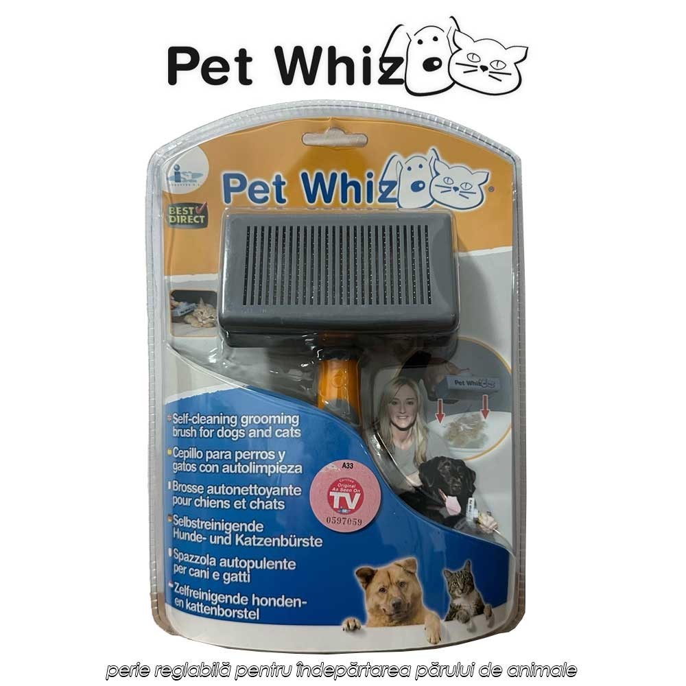 Pet Wiz - perie reglabilă pentru îndepărtarea părului de animale