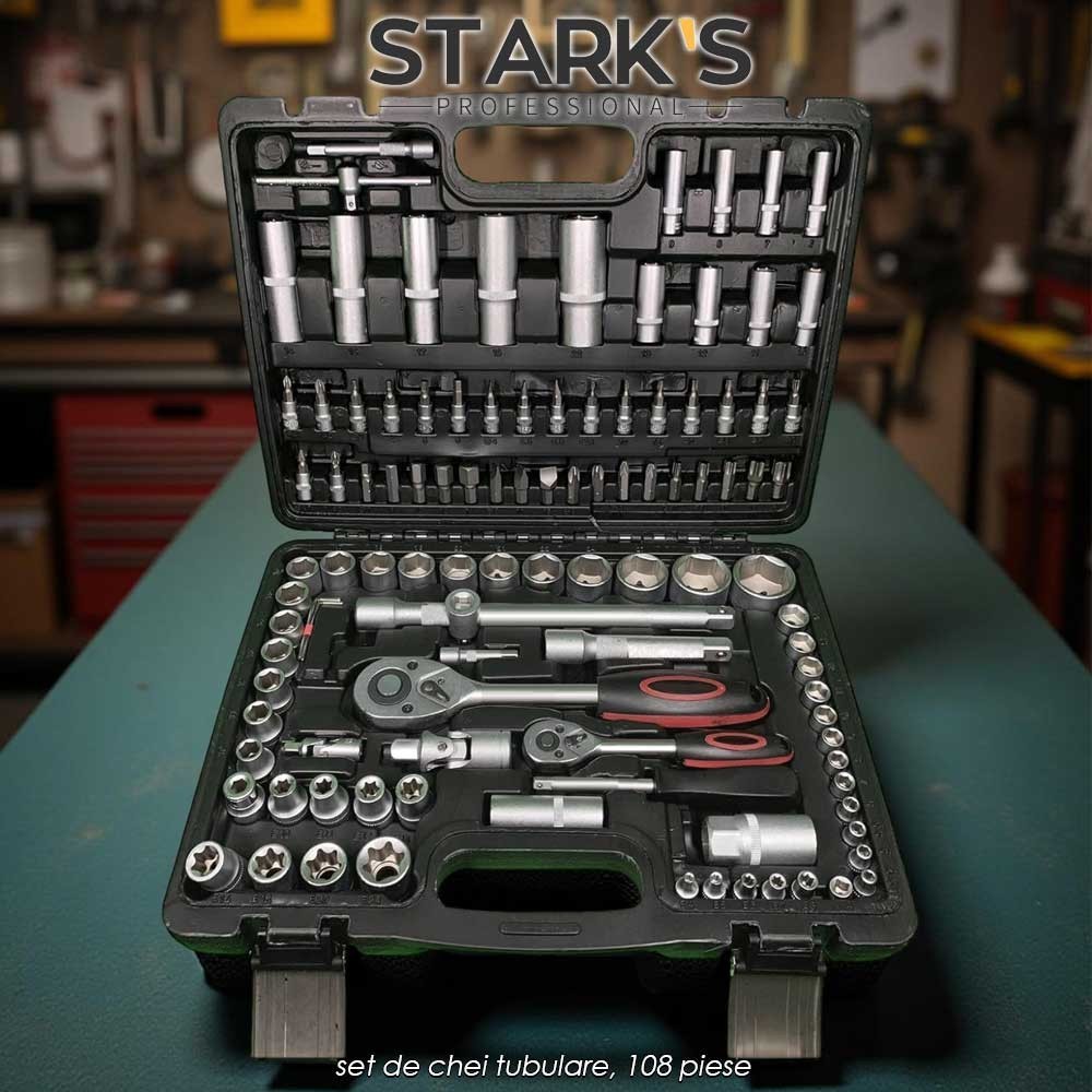 Stark's Professional ST108S - set de chei tubulare, 108 piese