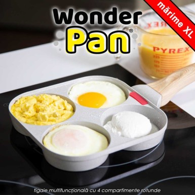 Wonder Pan XL- tigaie multifuncțională cu 4 compartimente rotunde, mărime XL