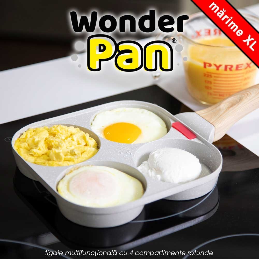 Wonder Pan XL- tigaie multifuncțională cu 4 compartimente rotunde, mărime XL