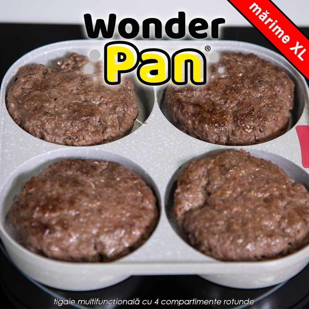 Wonder Pan XL- tigaie multifuncțională cu 4 compartimente rotunde, mărime XL