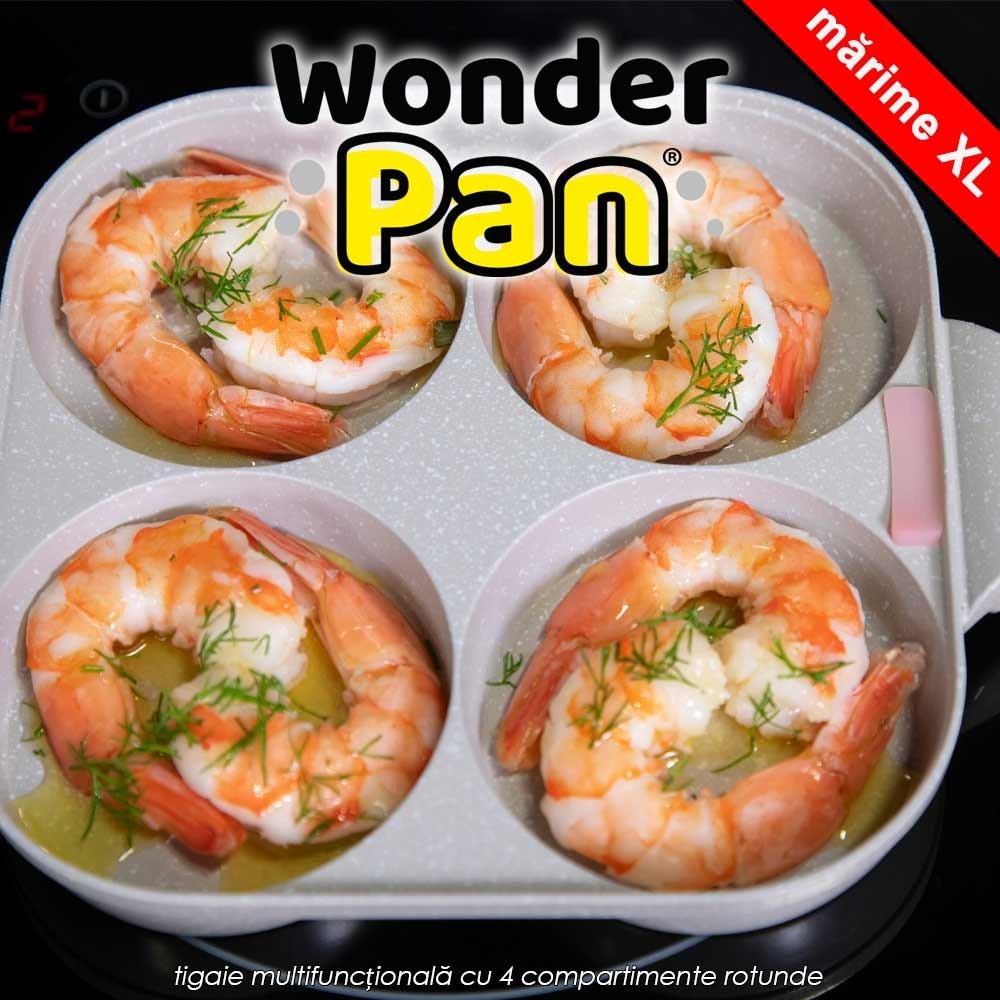 Wonder Pan XL- tigaie multifuncțională cu 4 compartimente rotunde, mărime XL