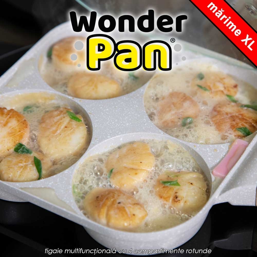 Wonder Pan XL- tigaie multifuncțională cu 4 compartimente rotunde, mărime XL