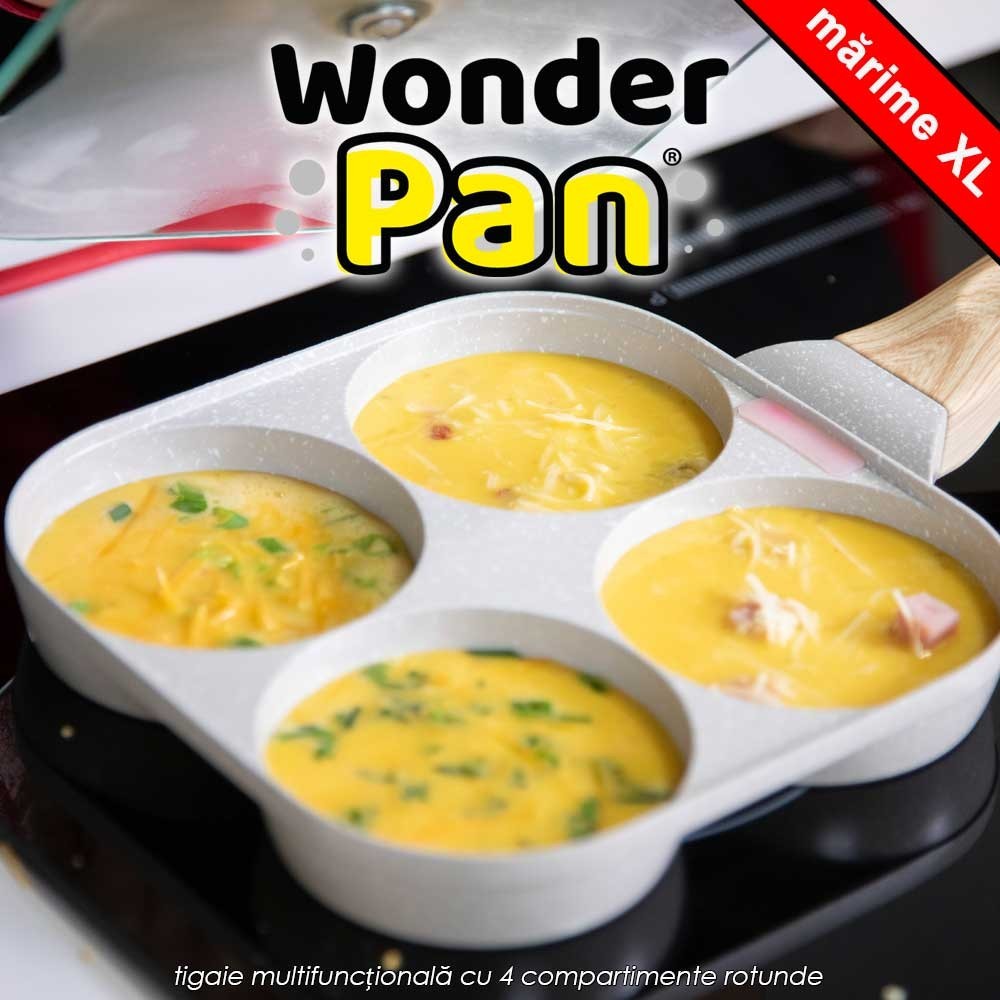 Wonder Pan XL- tigaie multifuncțională cu 4 compartimente rotunde, mărime XL