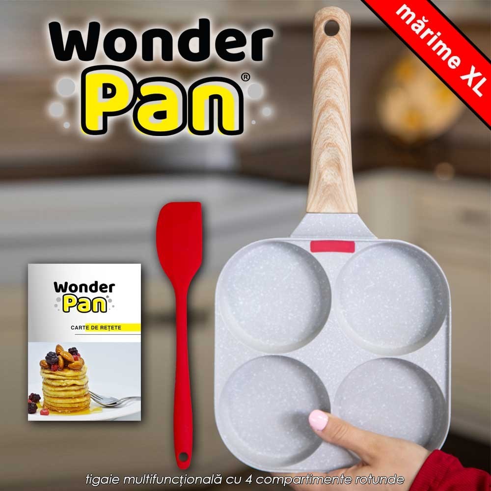 Wonder Pan XL- tigaie multifuncțională cu 4 compartimente rotunde, mărime XL