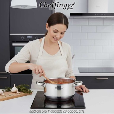 Cheffinger Home SS20 - oală din oțel inoxidabil, cu capac, 3,9L