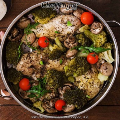 Cheffinger Home SS20 - oală din oțel inoxidabil, cu capac, 3,9L