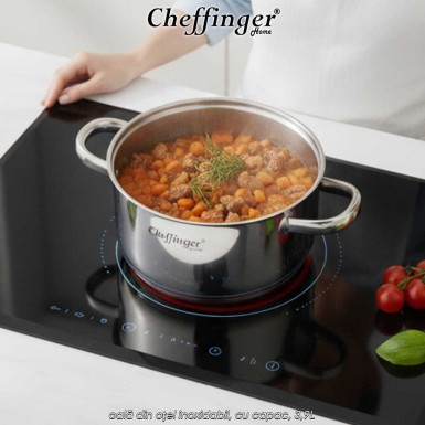 Cheffinger Home SS20 - oală din oțel inoxidabil, cu capac, 3,9L