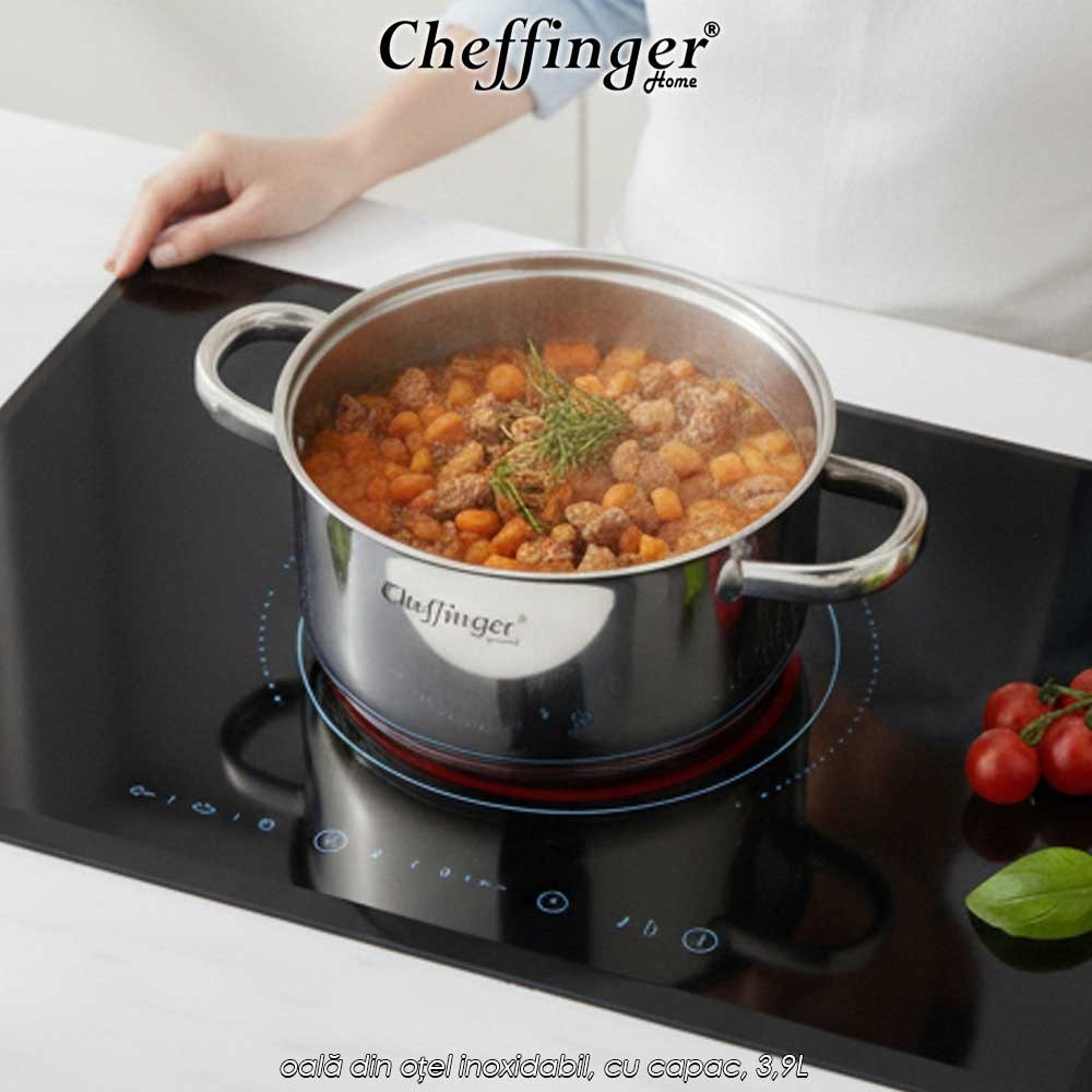 Cheffinger Home SS20 - oală din oțel inoxidabil, cu capac, 3,9L