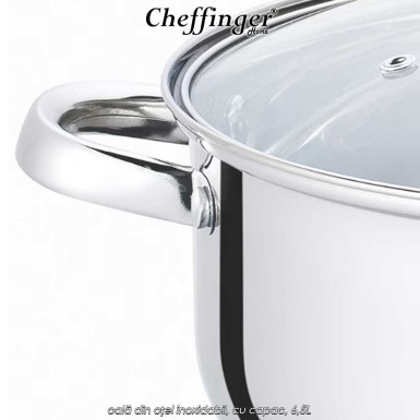 Cheffinger Home SS24 - oală din oțel inoxidabil, cu capac, 6,5L
