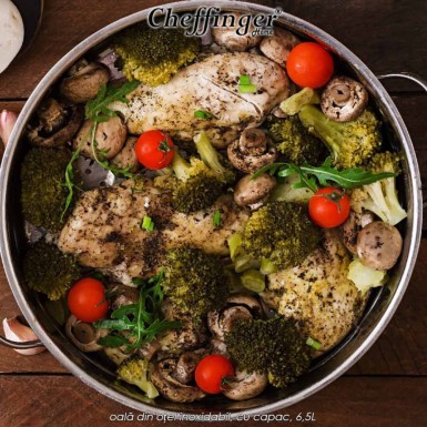 Cheffinger Home SS24 - oală din oțel inoxidabil, cu capac, 6,5L
