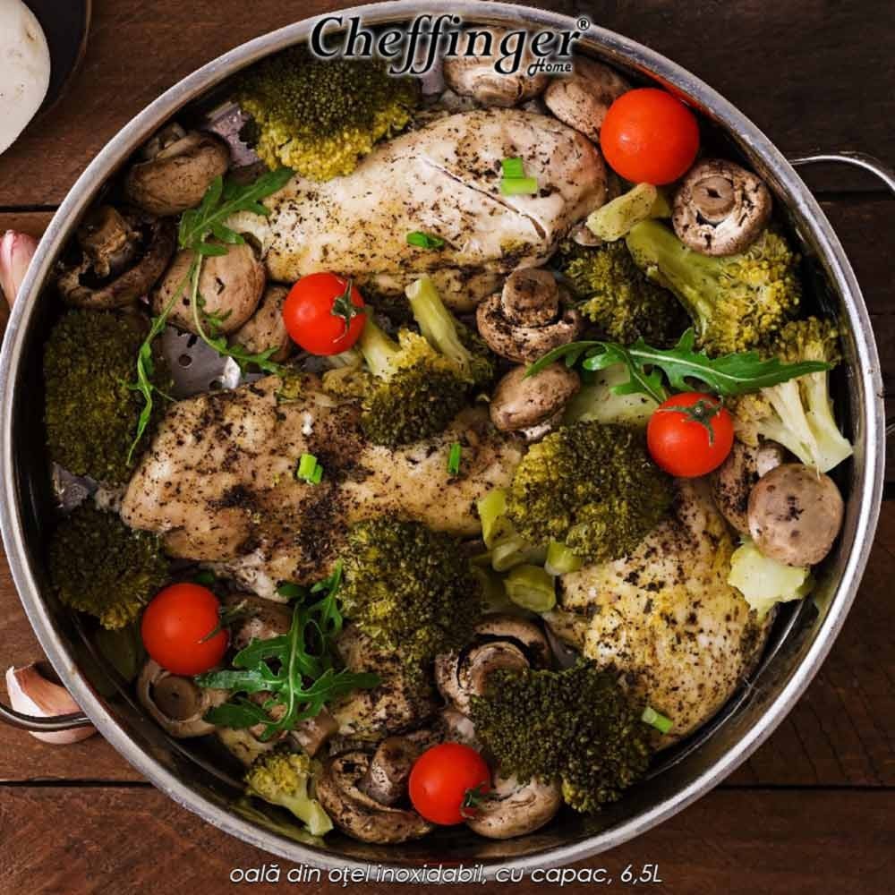 Cheffinger Home SS24 - oală din oțel inoxidabil, cu capac, 6,5L
