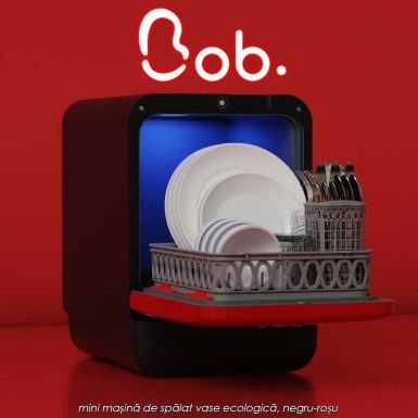 Bob Daan Tech - mini mașină de spălat vase ecologică, negru-roșu