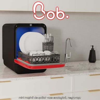 Bob Daan Tech - mini mașină de spălat vase ecologică, negru-roșu