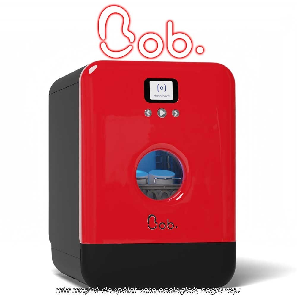 Bob Daan Tech - mini mașină de spălat vase ecologică, negru-roșu