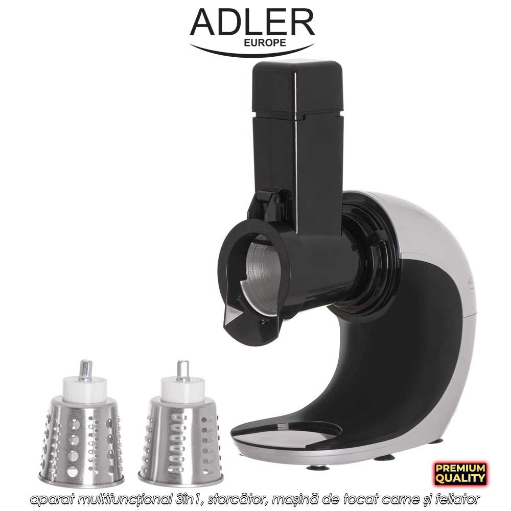 Adler Slow Speed Juicer 3in1 AD4131 - aparat multifuncțional 3în1, storcător, mașină de tocat carne și feliator, 150W