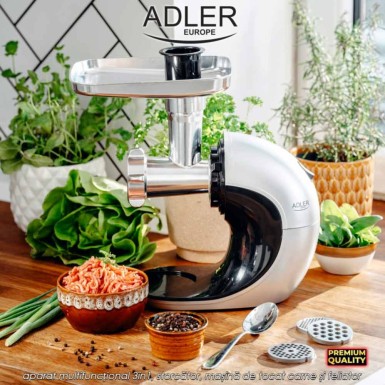 Adler Slow Speed Juicer 3in1 AD4131 - aparat multifuncțional 3în1, storcător, mașină de tocat carne și feliator, 150W