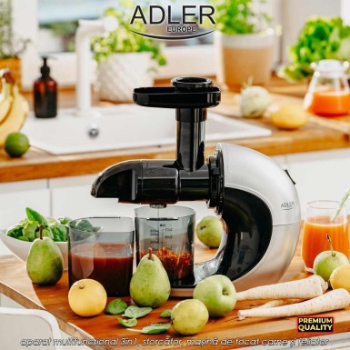 Adler Slow Speed Juicer 3in1 AD4131 - aparat multifuncțional 3în1, storcător, mașină de tocat carne și feliator, 150W