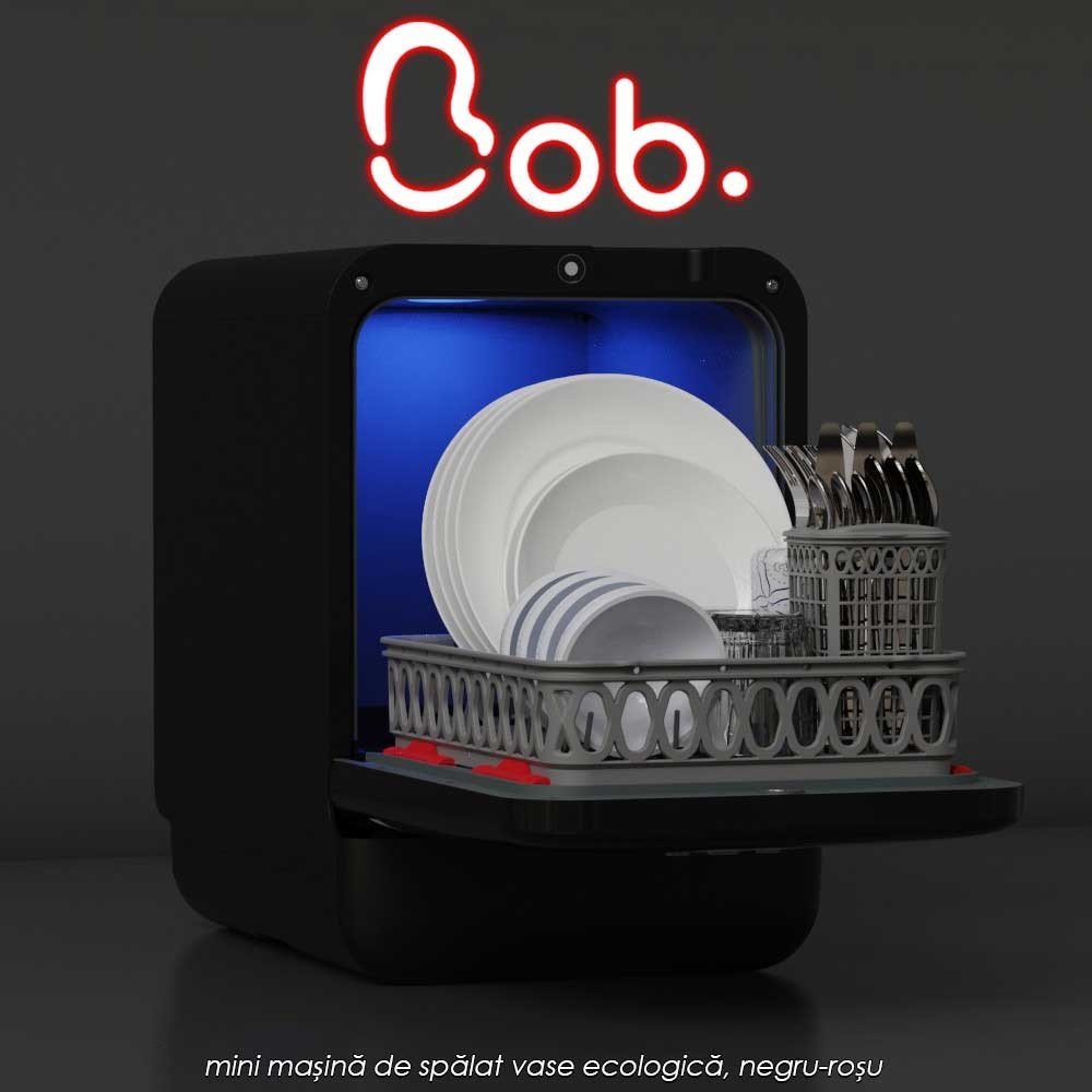 Bob Daan Tech - mini mașină de spălat vase ecologică, negru/negru