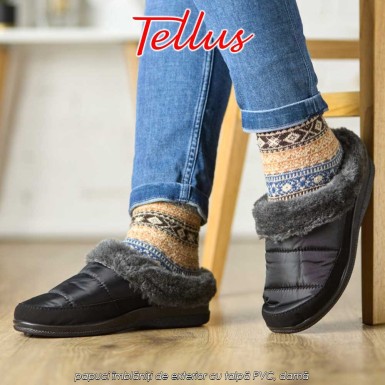 Tellus Pâslari M6085N - papuci îmblăniți de exterior cu talpă PVC, damă