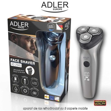 Adler Face Shaver AD2945 - aparat de ras reîncărcabil cu 3 capete mobile