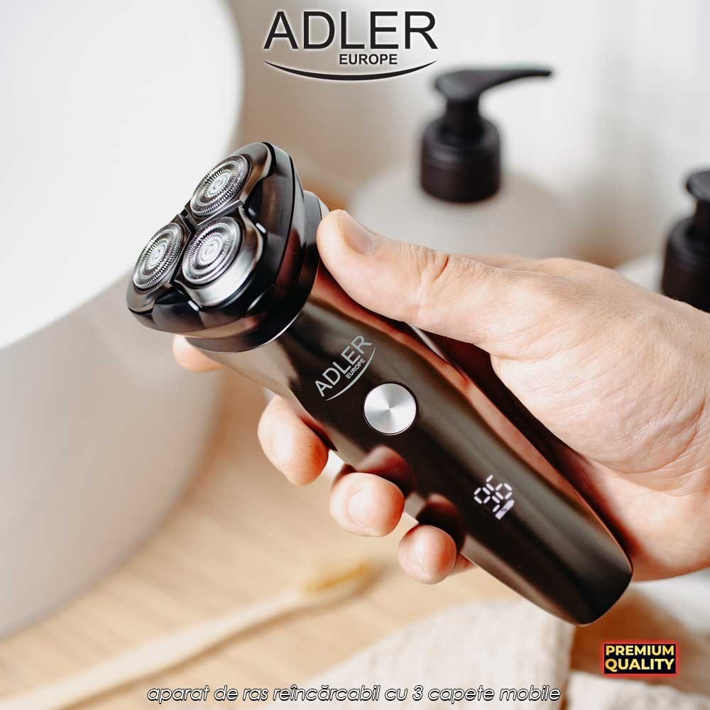 Adler Face Shaver AD2945 - aparat de ras reîncărcabil cu 3 capete mobile