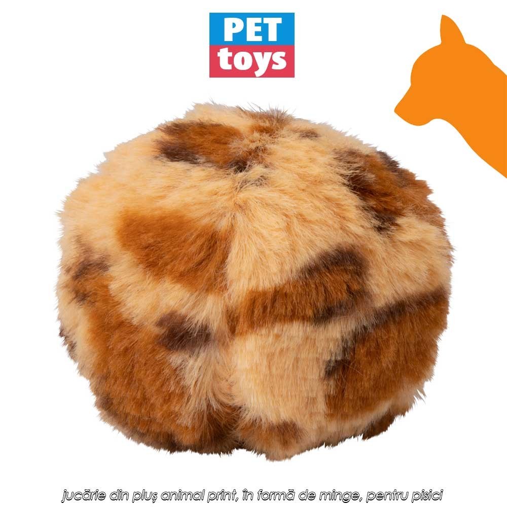 Pet Toys Cat Toy Ball Animal Print - jucărie din pluș animal print, în formă de minge, pentru pisici