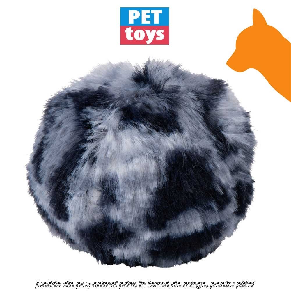 Pet Toys Cat Toy Ball Animal Print - jucărie din pluș animal print, în formă de minge, pentru pisici