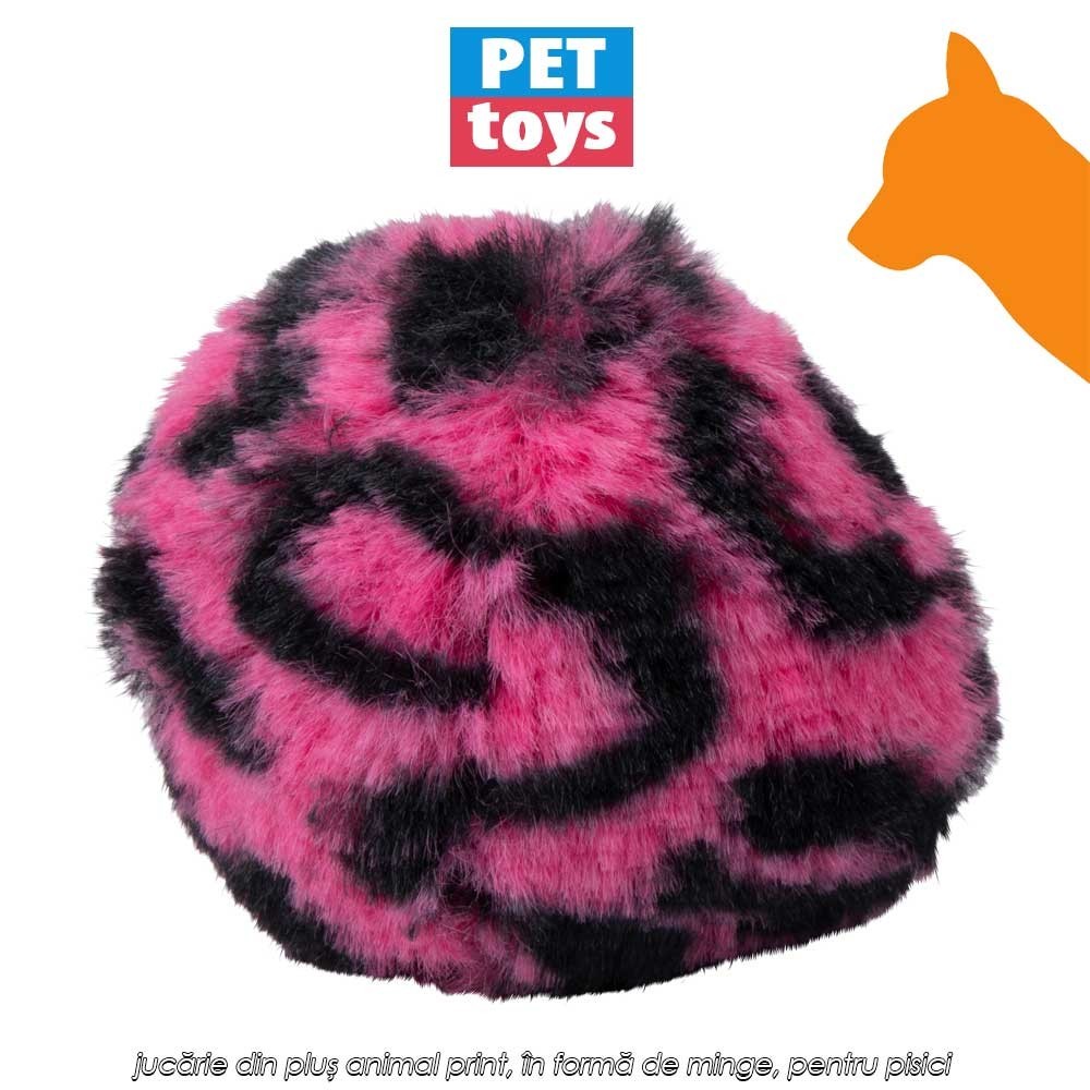 Pet Toys Cat Toy Ball Animal Print - jucărie din pluș animal print, în formă de minge, pentru pisici